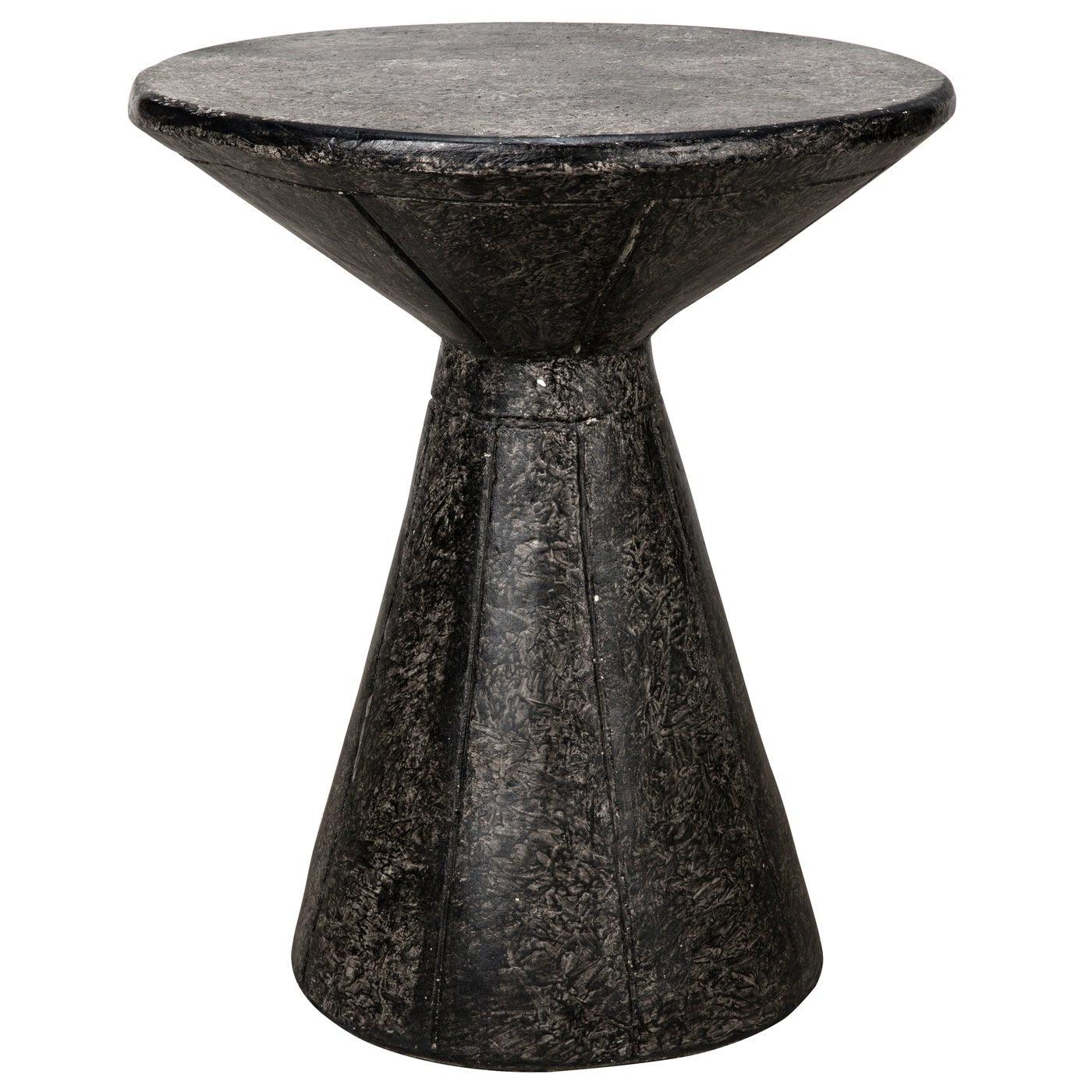 Pedestal Side Table, Black Fiber Cement