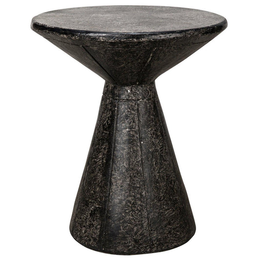 Pedestal Side Table, Black Fiber Cement-Noir Furniture-Blue Hand Home