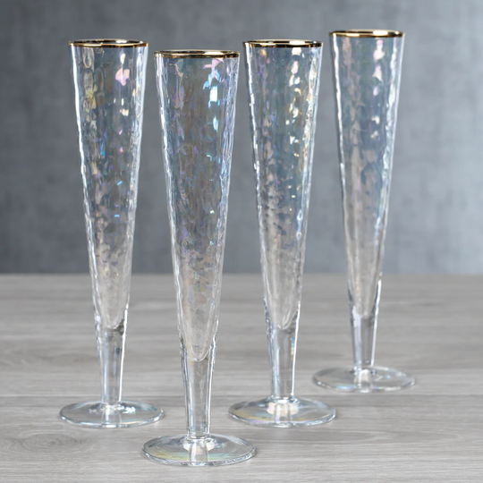 Aperitivo Slim Champagne Flute- Luster with Gold Rim