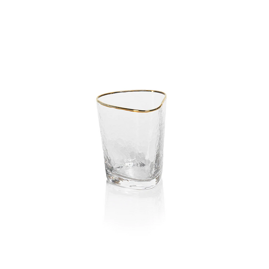 Aperitivo Triangular DOF Glass, Clear w/Gold Rim