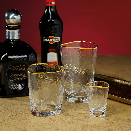 Aperitivo Triangular Highball Glass - Clear with Gold Rim