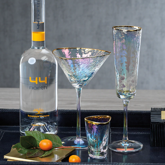 Aperitivo Triangular Martini Glass Lustre w/Gold Rim