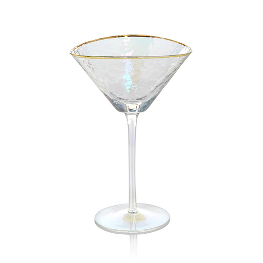 Aperitivo Triangular Martini Glass Lustre w/Gold Rim