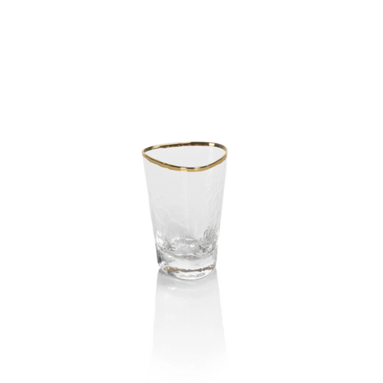 Aperitivo Triangular Shot Glass - Clear with Gold Rim