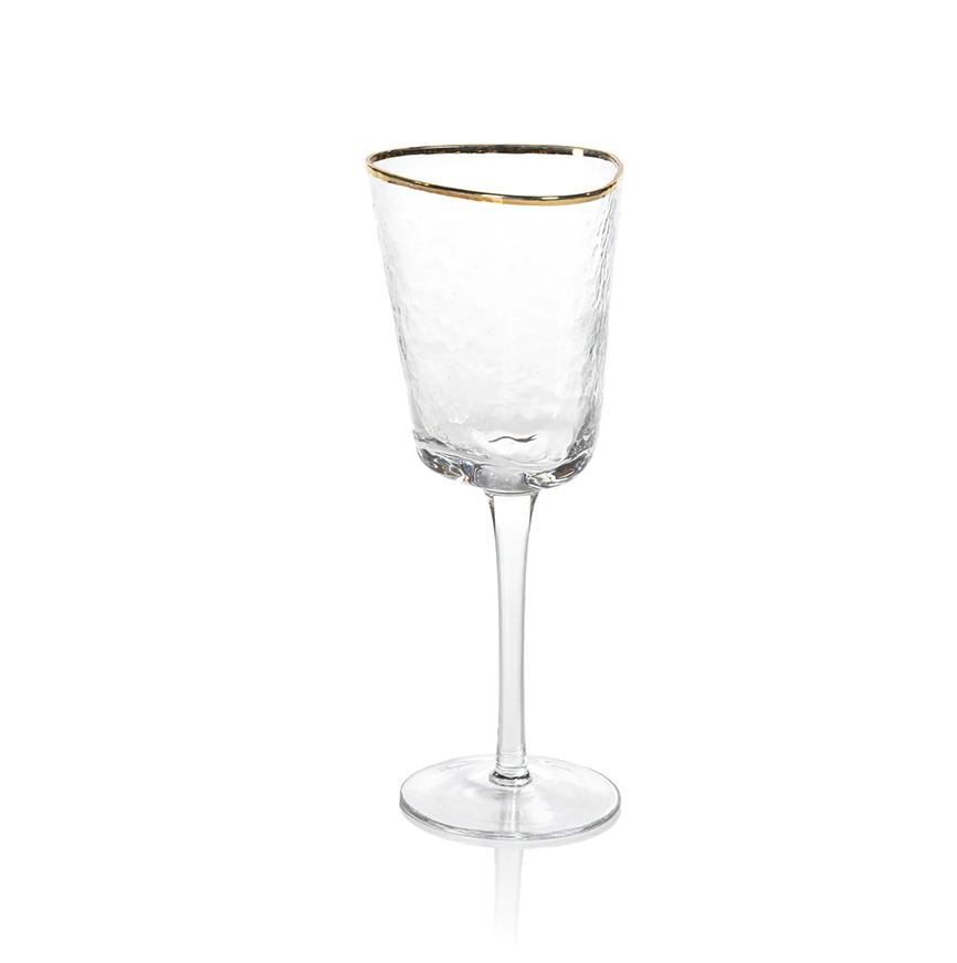 Aperitivo Triangular Wine Glass - Clear with Gold Rim-Blue Hand Home
