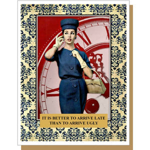 5.5x4.25" Greeting Card-Ümlaut Brooklyn-Blue Hand Home