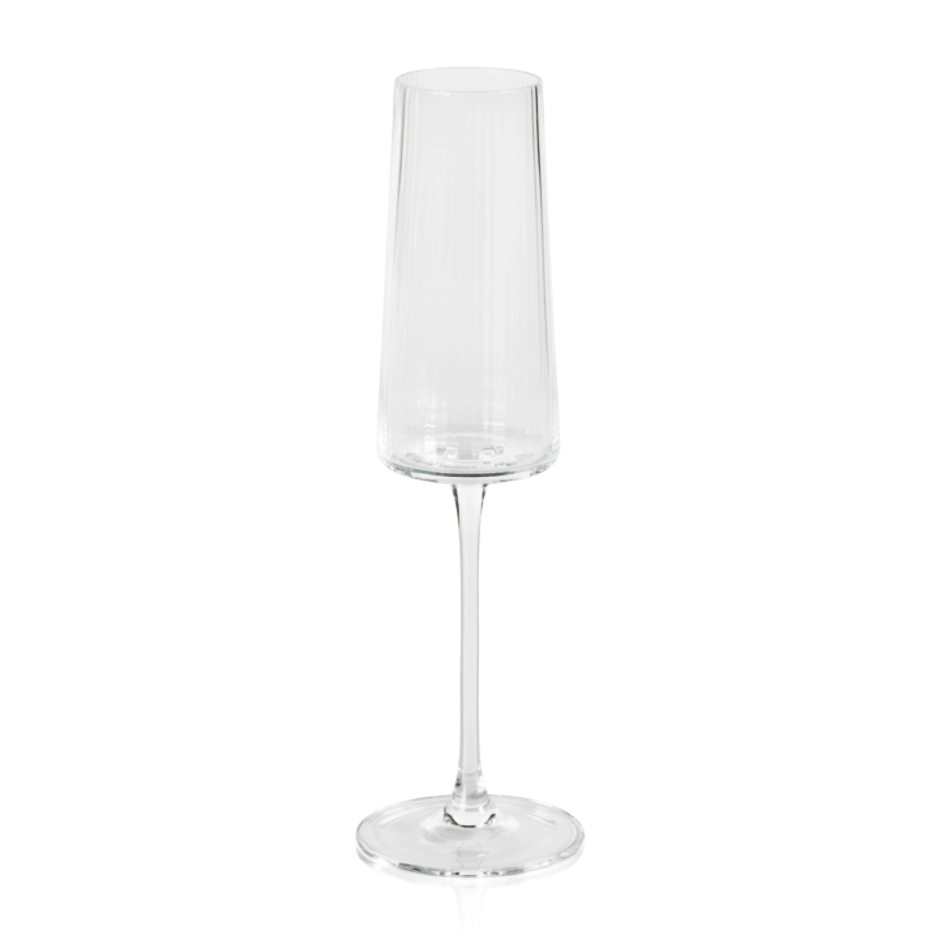 Bandol Fluted Textured Champagne Flute-Blue Hand Home