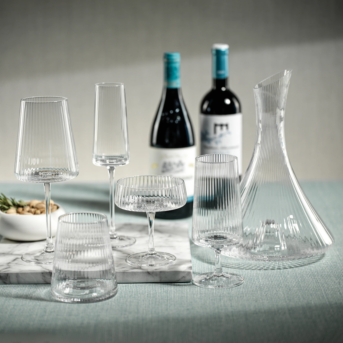 Bandol Fluted Textured Cocktail Glass-Blue Hand Home