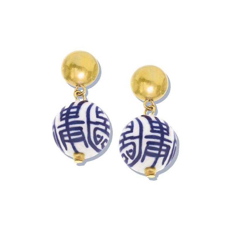 Blue and White Margaret Drop Earrings-Susan Shaw Jewelry-Blue Hand Home