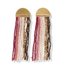 Blush Stripe Fringe Beads Brass Half Circle Post Earrings 3in-Ink + Alloy-Blue Hand Home