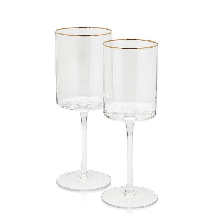 Optic Red Wine Glass with Gold Rim
