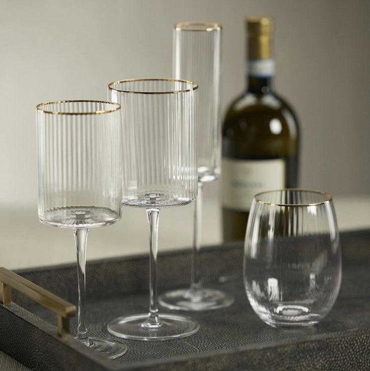 Optic Red Wine Glass with Gold Rim