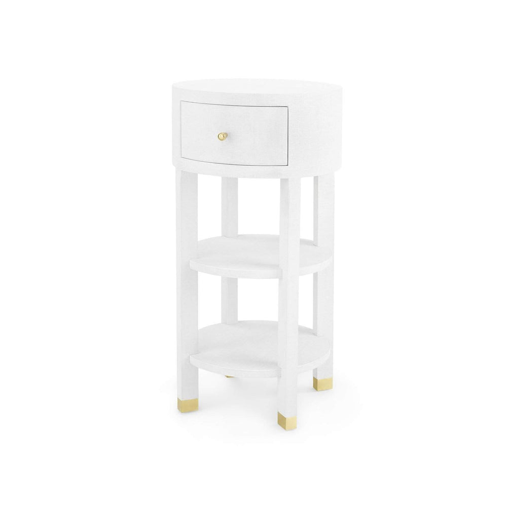 Villa & House - Claudette 1-Drawer Round Side Table In White-Bungalow 5-Blue Hand Home