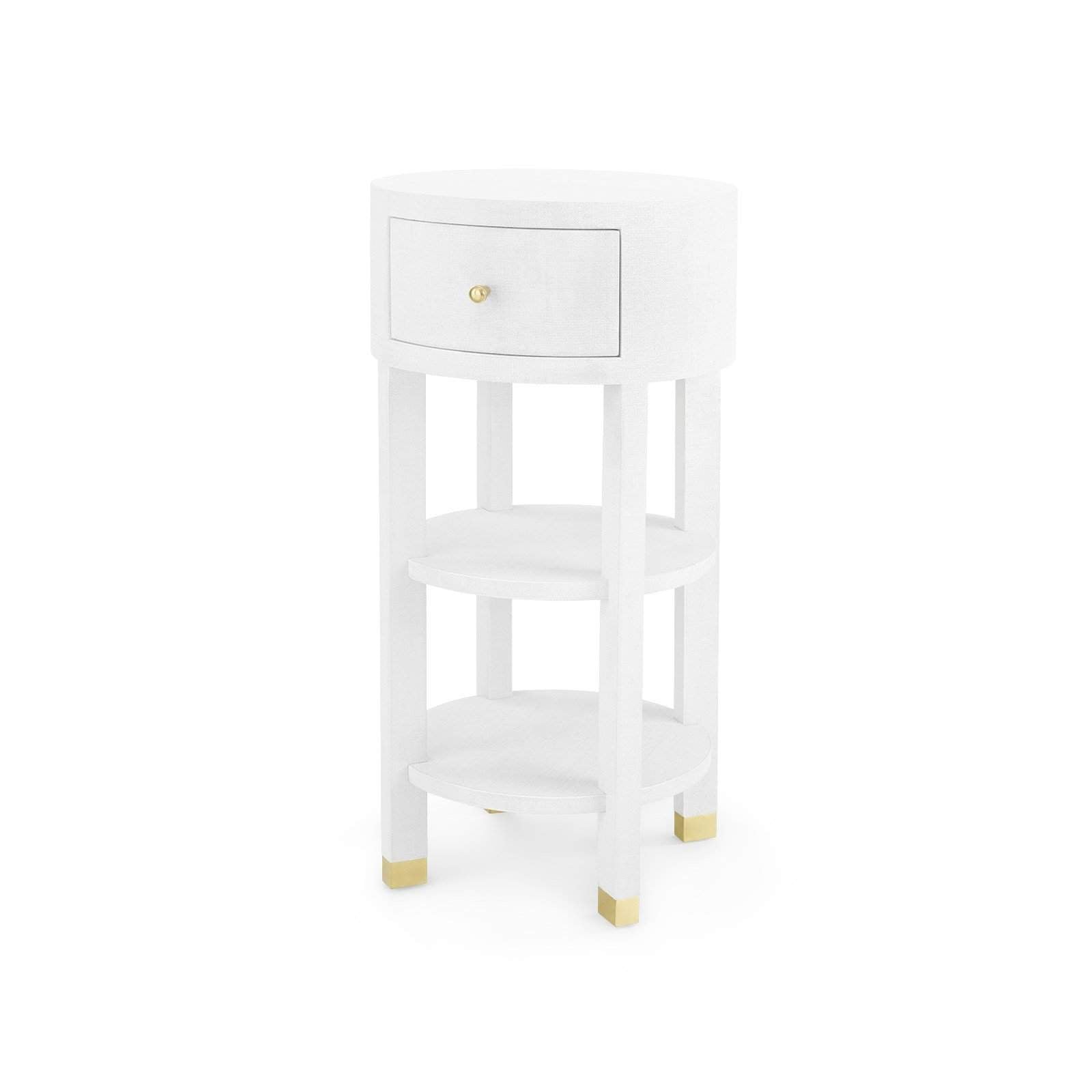 Villa & House - Claudette 1-Drawer Round Side Table In White-Bungalow 5-Blue Hand Home