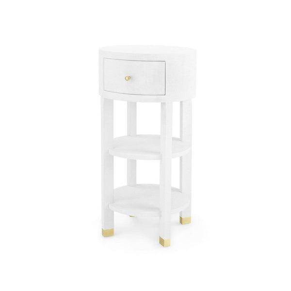 Villa & House - Claudette 1-Drawer Round Side Table In White-Bungalow 5-Blue Hand Home