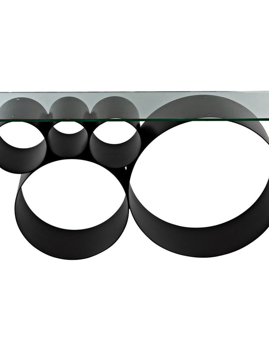Roger Console. Steel Base, Glass Top