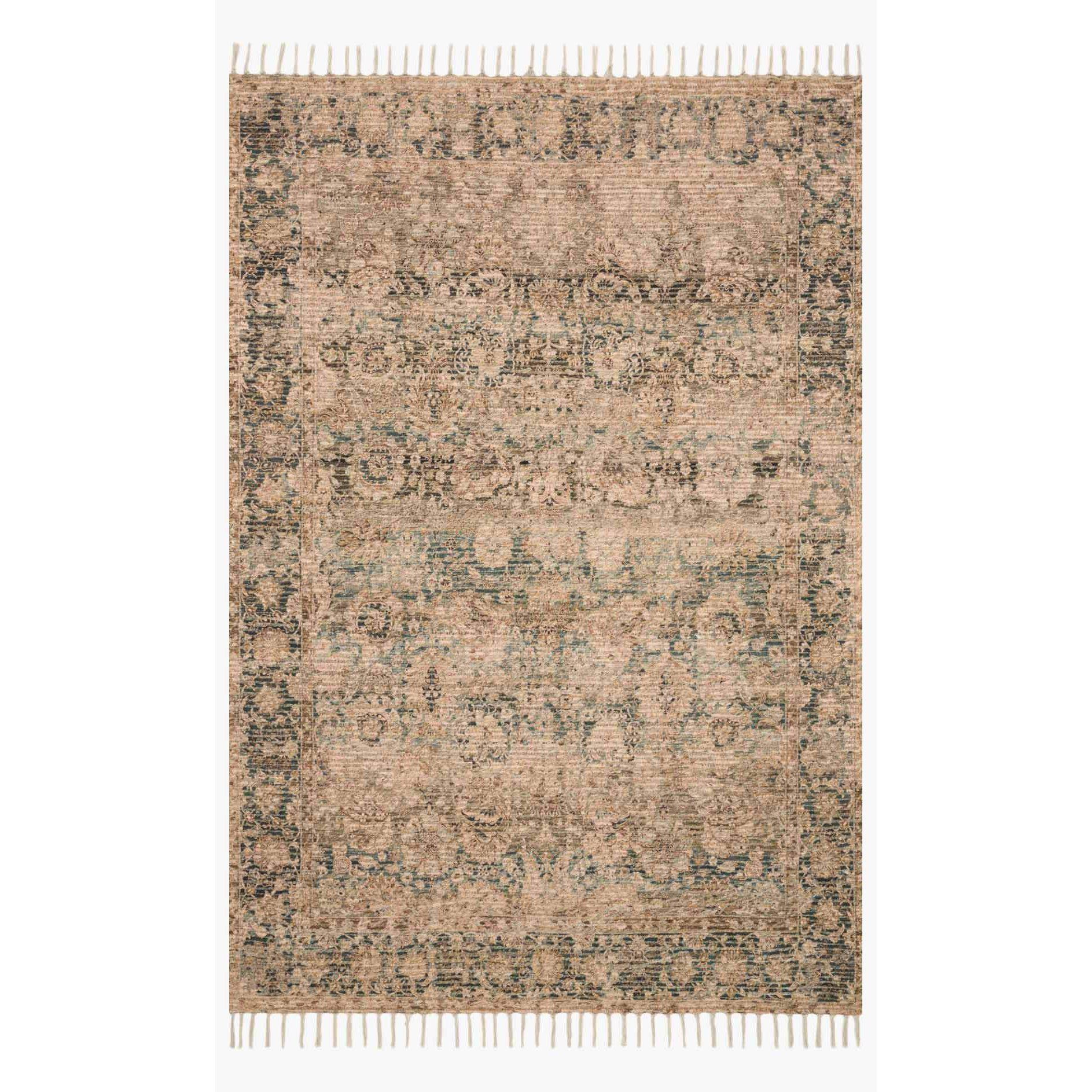 Justina Blakeney Rugs - Cornelia - Cor-01 - Natural/Teal-Loloi Rugs-Blue Hand Home