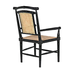 Noir Colonial Bamboo Arm Chair, Hand Rubbed Black-Noir Furniture-Blue Hand Home