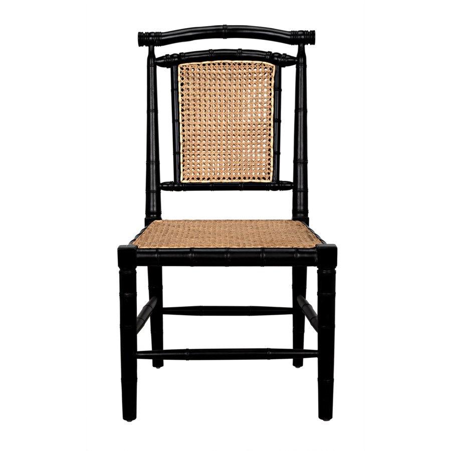 Noir Colonial Bamboo Side Chair, Hand Rubbed Black-Noir Furniture-Blue Hand Home