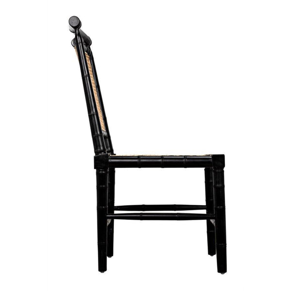 Noir Colonial Bamboo Side Chair, Hand Rubbed Black-Noir Furniture-Blue Hand Home