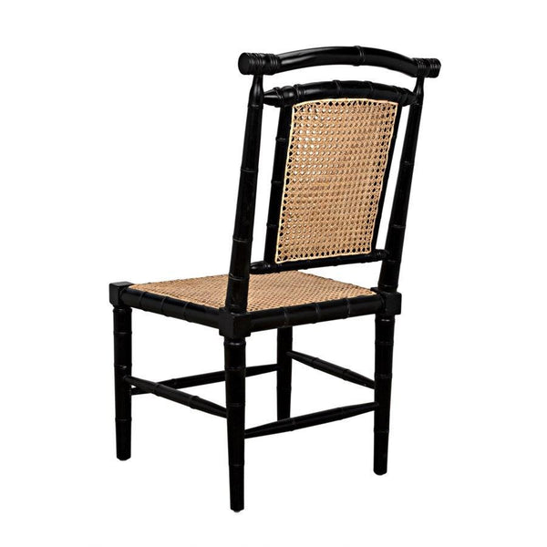 Noir Colonial Bamboo Side Chair, Hand Rubbed Black-Noir Furniture-Blue Hand Home