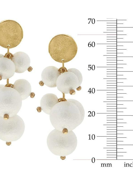Susan Shaw Genuine Cotton Pearl Cluster Earrings