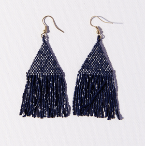 Petite Luxe Earring-Ink + Alloy-Blue Hand Home