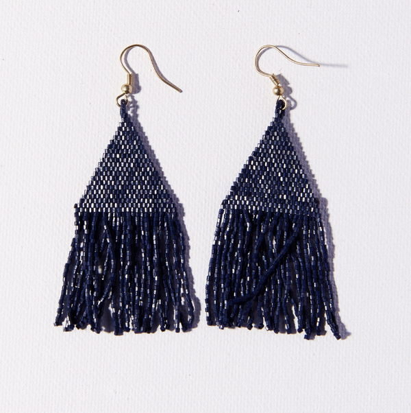 Petite Luxe Earring-Ink + Alloy-Blue Hand Home