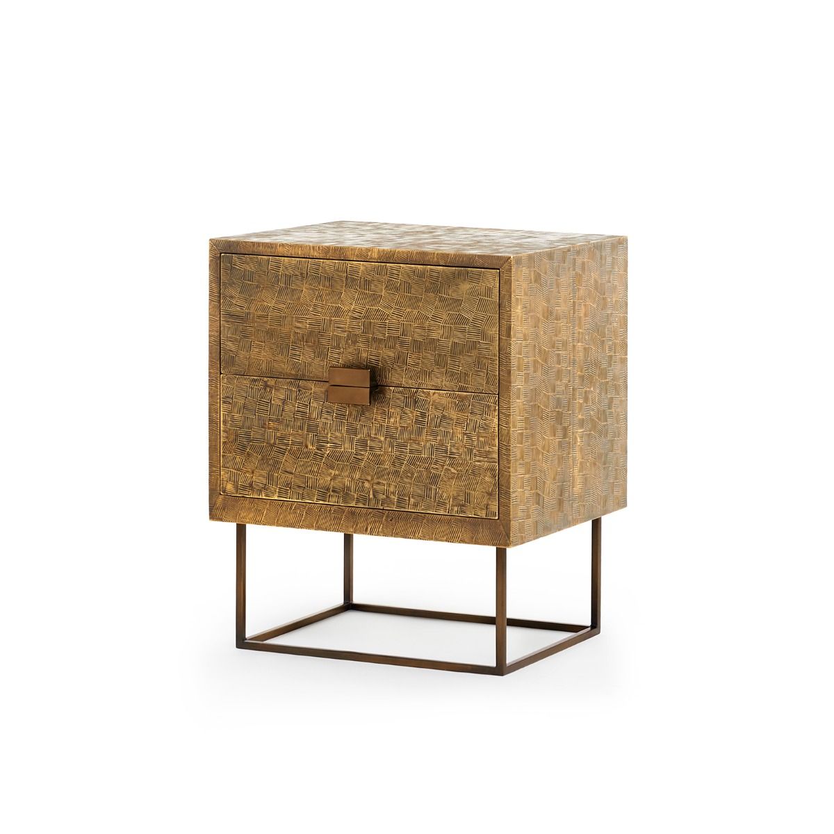 Villa &amp; House - Cubic 2-Drawer Side Table, Antique Brass-Bungalow 5-Blue Hand Home