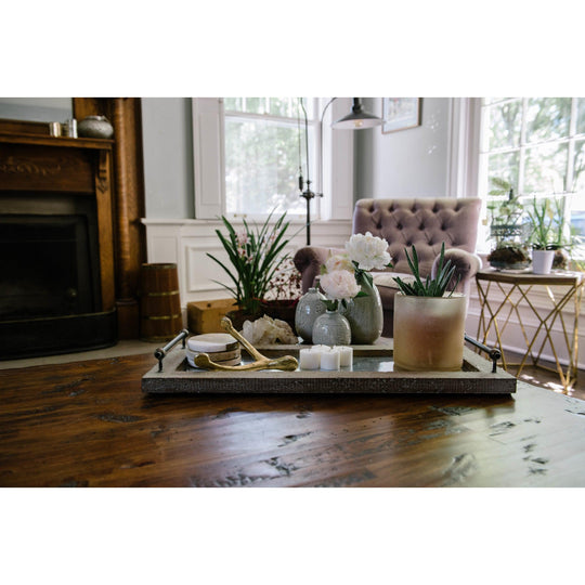 Marble and Mango Wood Coasters, Set of 4