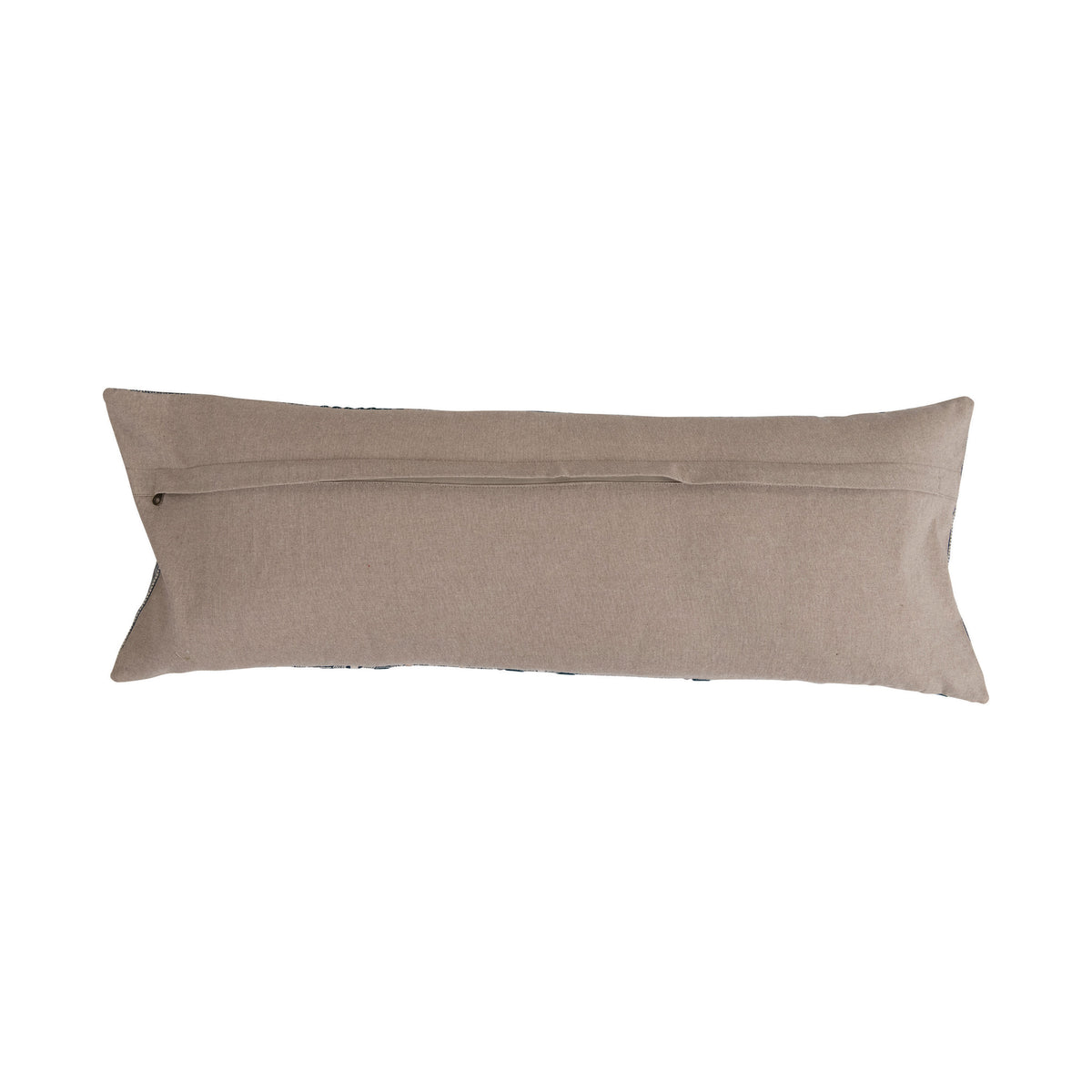 Cotton Printed Oversized Lumbar Pillow with Embroidery-Blue Hand Home