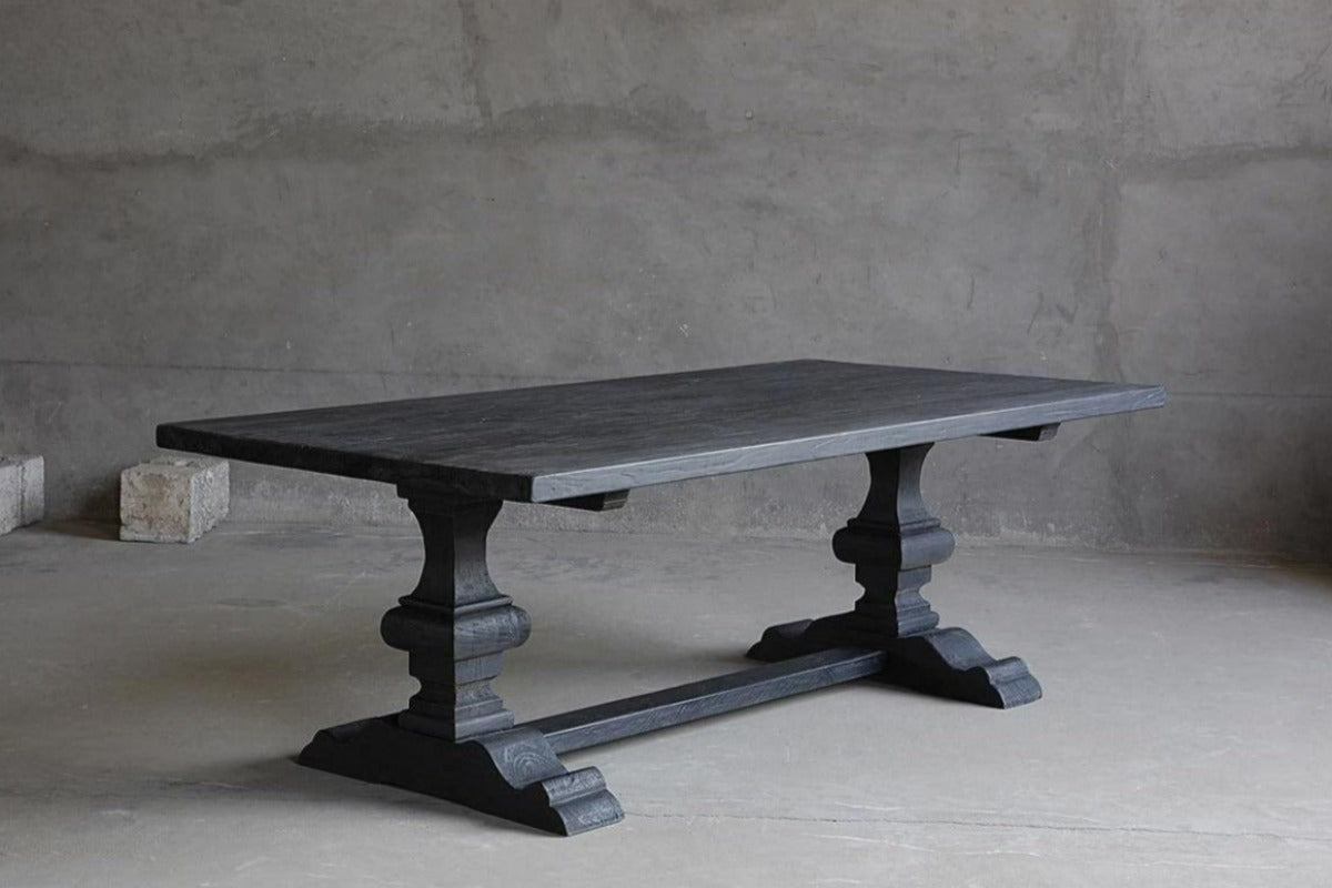 Reclaimed Elm Dining Table 84" - Pedestal Leg & Center Beam-Organic Restoration-Blue Hand Home