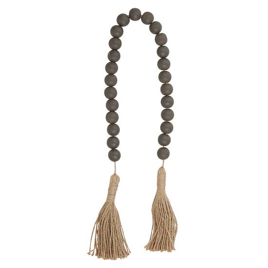Wood Beads With Jute Tassle-Creative Brands-Blue Hand Home