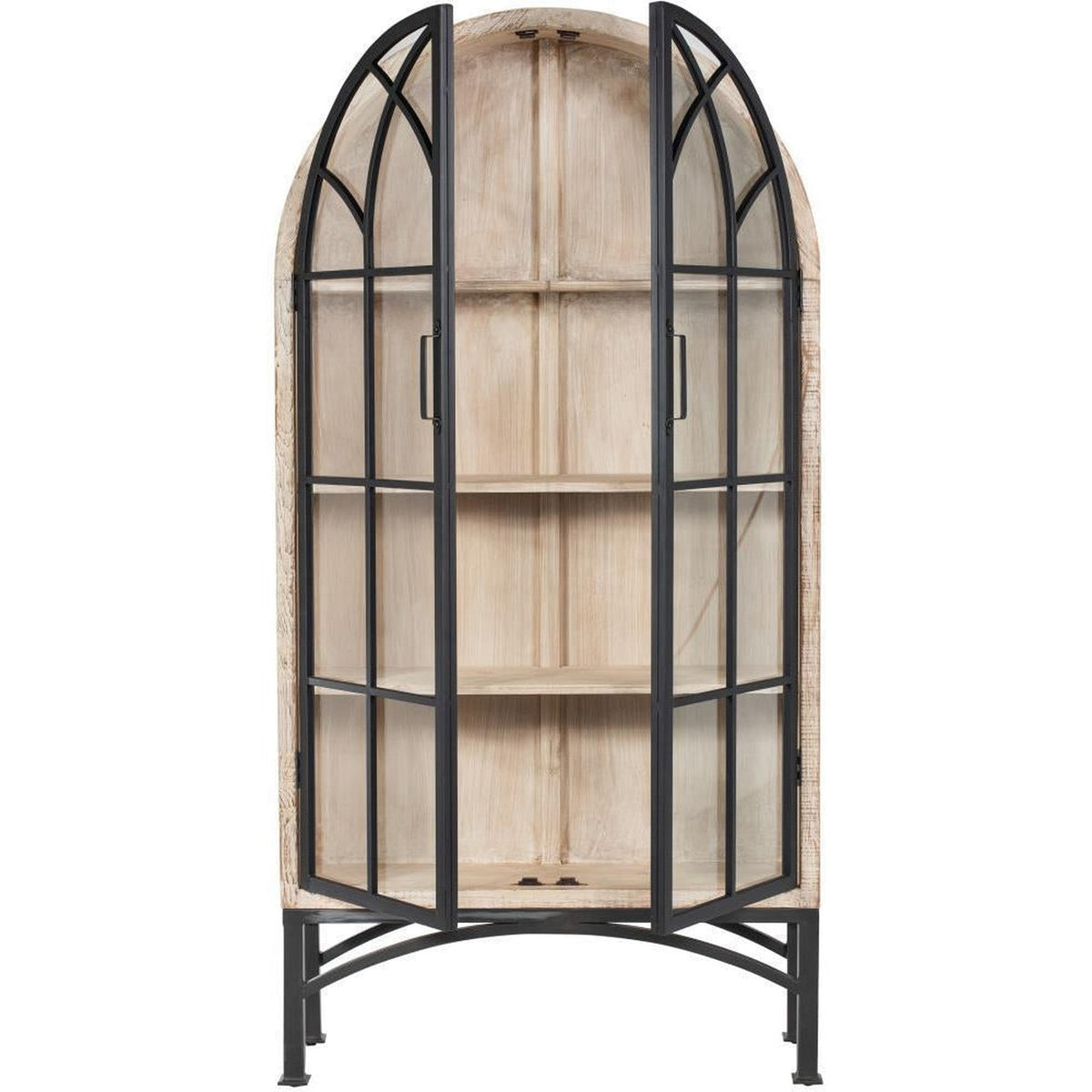 Victoria Cabinet With Glass Doors White Washed-Olde Door Company-Blue Hand Home