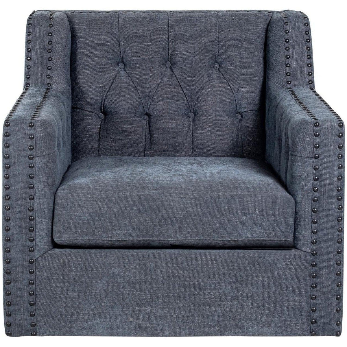 Valerie Swivel Chair Blue Chenille-Olde Door Company-Blue Hand Home
