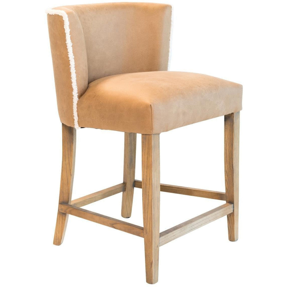 Charlie Counter Stool Natural / Camel Faux Leather With Sherling Welt-Olde Door Company-Blue Hand Home