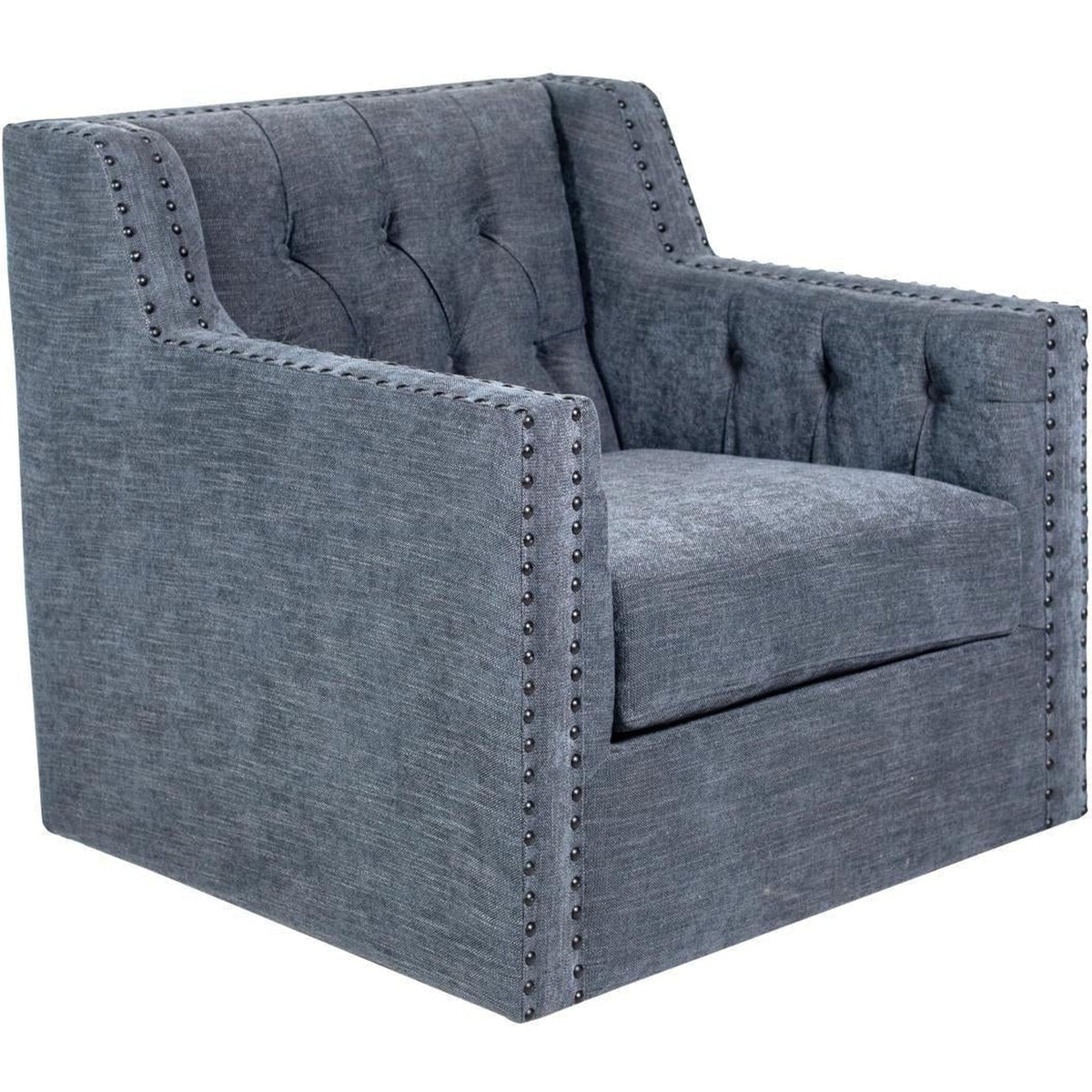 Valerie Swivel Chair Blue Chenille-Olde Door Company-Blue Hand Home