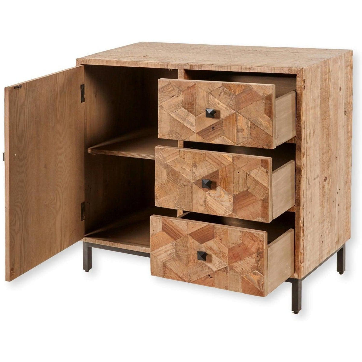 Rubiks 1dr/3drw Cabinet I Iron / Natural-Olde Door Company-Blue Hand Home