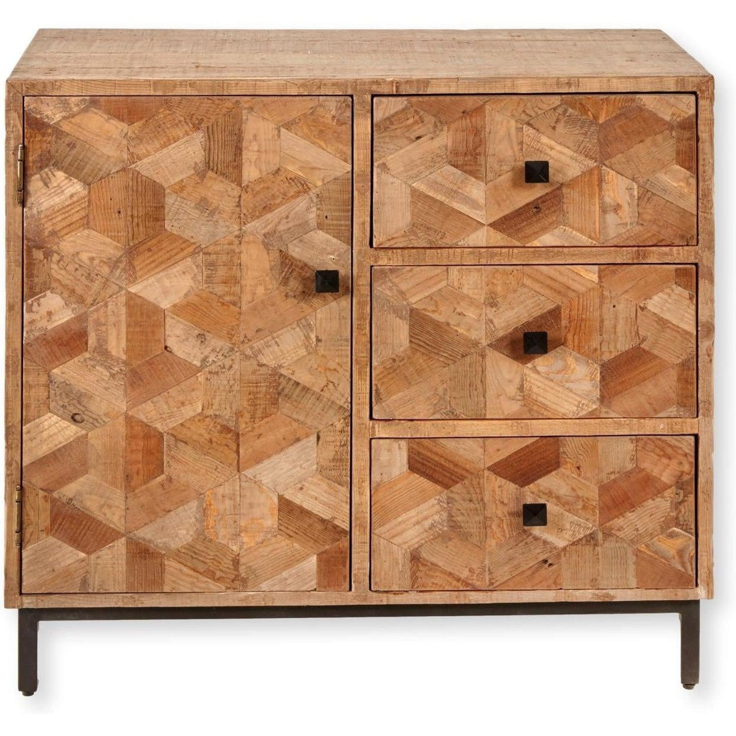 Rubiks 1dr/3drw Cabinet I Iron / Natural-Olde Door Company-Blue Hand Home