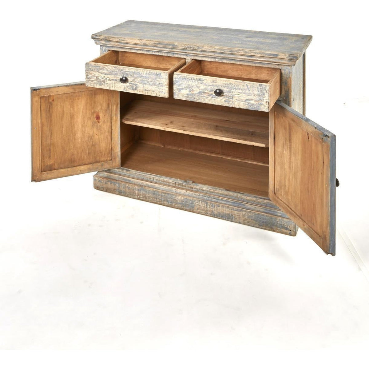 Mimi 2 Door Cabinet With Drawers Antique Blue-Olde Door Company-Blue Hand Home