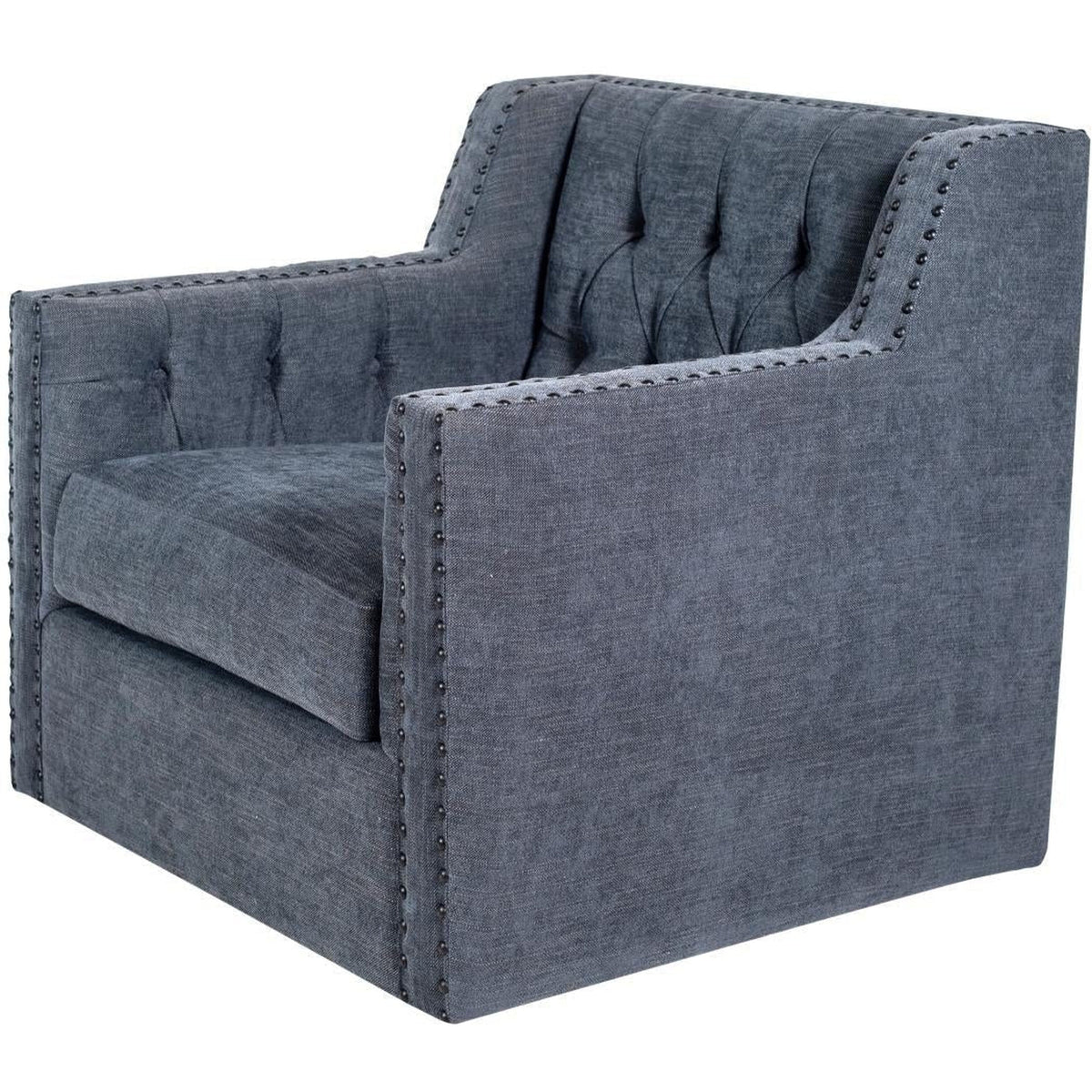 Valerie Swivel Chair Blue Chenille-Olde Door Company-Blue Hand Home