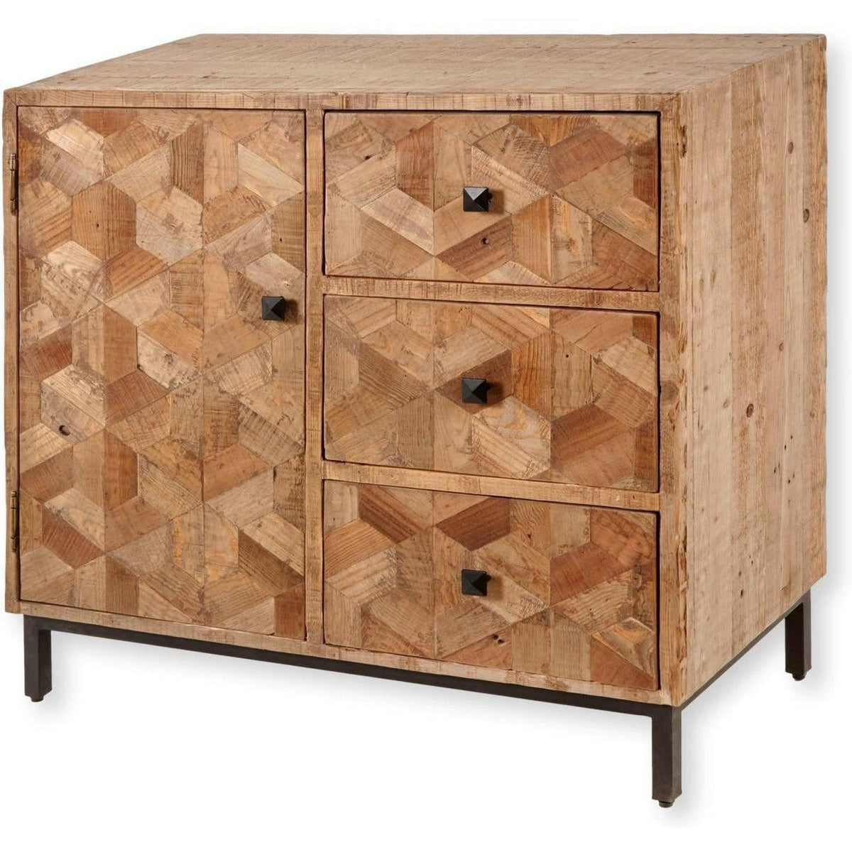 Rubiks 1dr/3drw Cabinet I Iron / Natural-Olde Door Company-Blue Hand Home