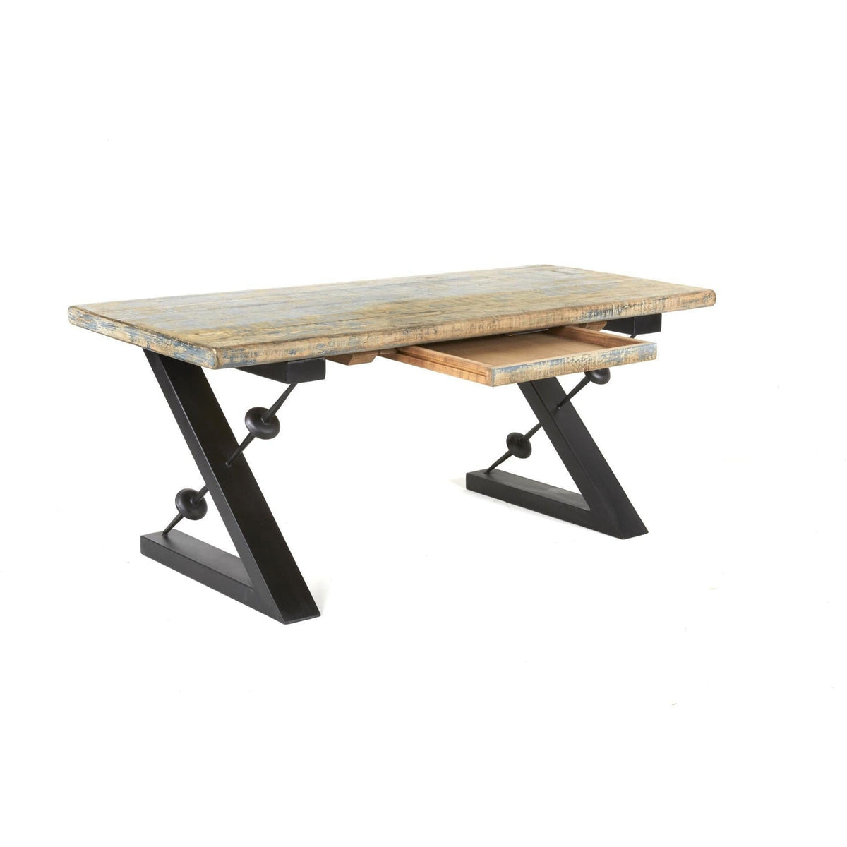 Zoey Desk Antique Blue / Iron-Olde Door Company-Blue Hand Home