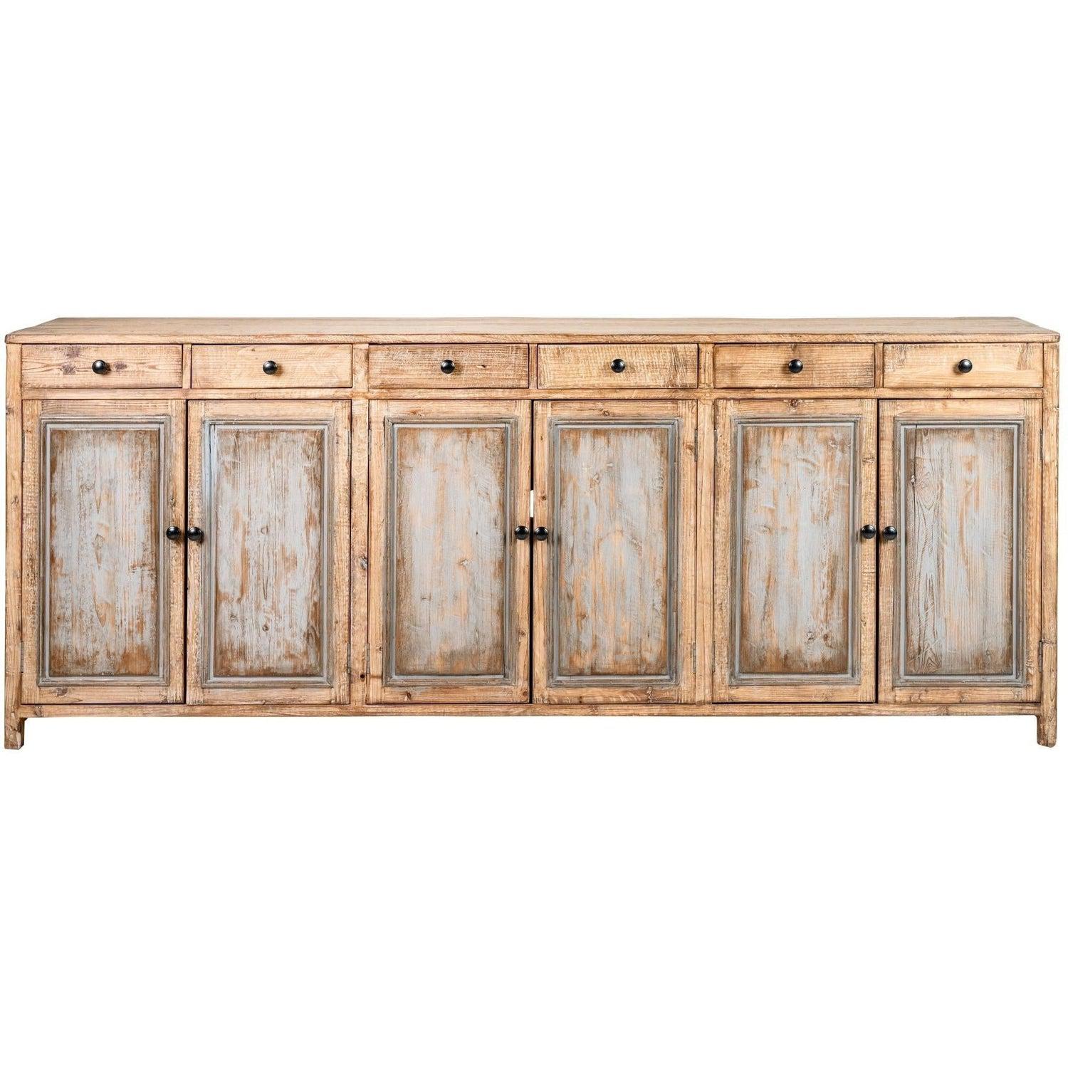 Greta Long Cabinet Antique Natural With Antique Grey Doors