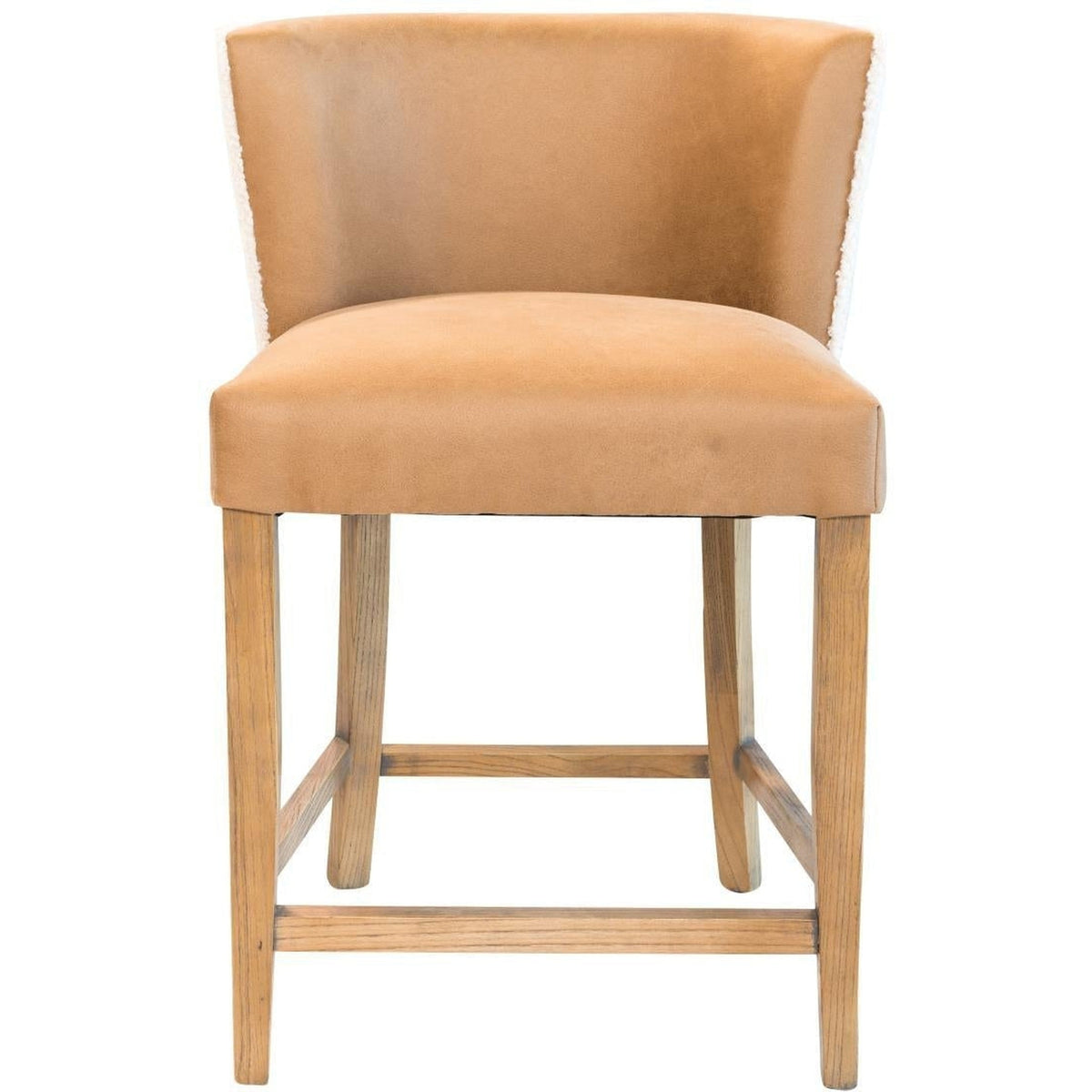 Charlie Counter Stool Natural / Camel Faux Leather With Sherling Welt-Olde Door Company-Blue Hand Home