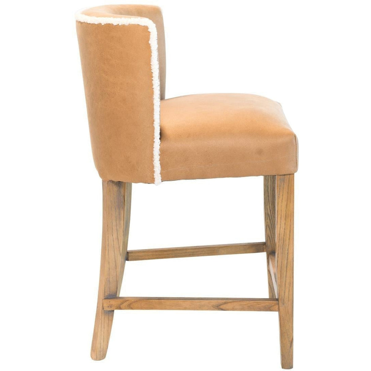 Charlie Counter Stool Natural / Camel Faux Leather With Sherling Welt-Olde Door Company-Blue Hand Home
