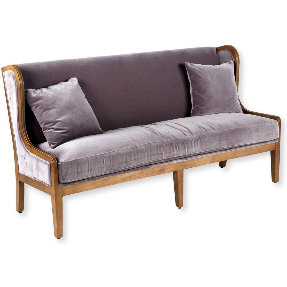 Pierre Bench Grey Washed / Grey Velvet-Olde Door Company-Blue Hand Home