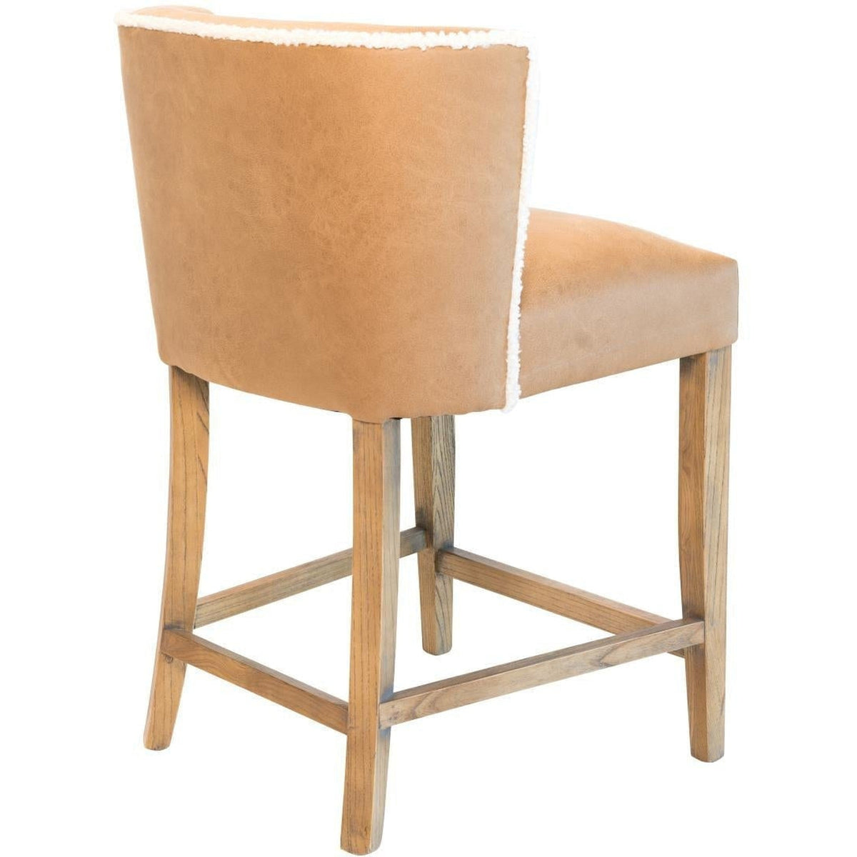 Charlie Counter Stool Natural / Camel Faux Leather With Sherling Welt-Olde Door Company-Blue Hand Home