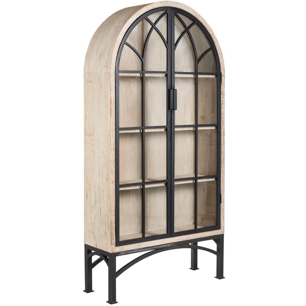 Victoria Cabinet With Glass Doors White Washed-Olde Door Company-Blue Hand Home