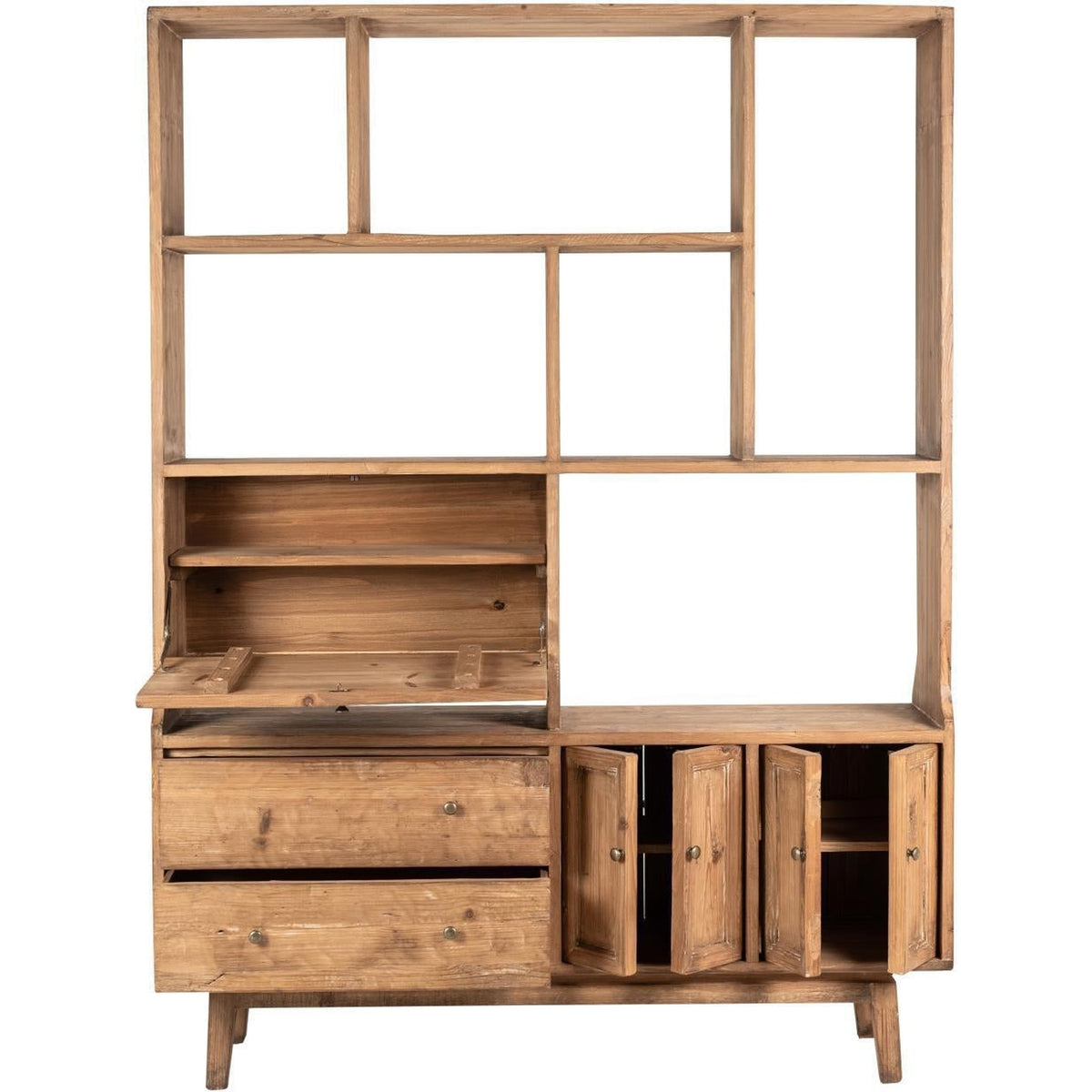Welz Bookcase / Room Divider Antique Natural-Olde Door Company-Blue Hand Home